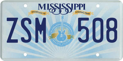 MS license plate ZSM508