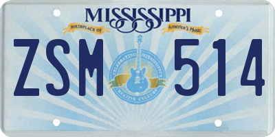 MS license plate ZSM514