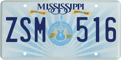 MS license plate ZSM516