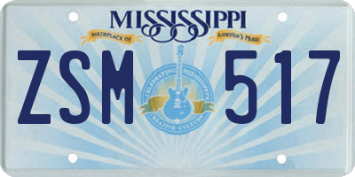 MS license plate ZSM517