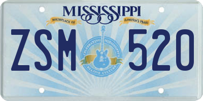 MS license plate ZSM520