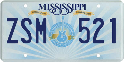 MS license plate ZSM521