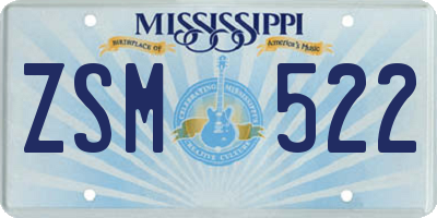 MS license plate ZSM522