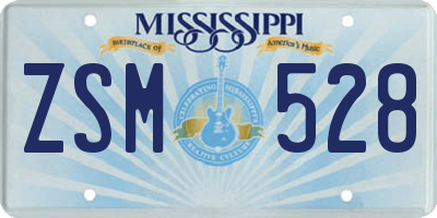 MS license plate ZSM528