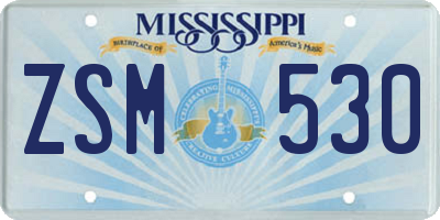 MS license plate ZSM530