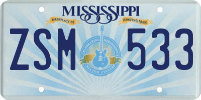 MS license plate ZSM533