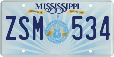 MS license plate ZSM534