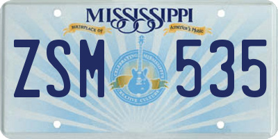 MS license plate ZSM535