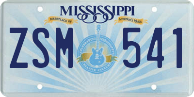 MS license plate ZSM541