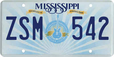 MS license plate ZSM542