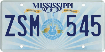 MS license plate ZSM545