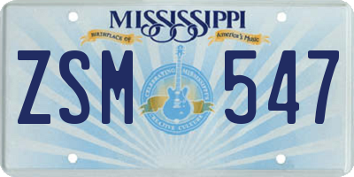 MS license plate ZSM547