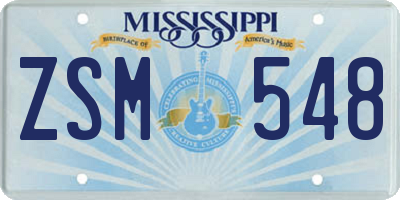 MS license plate ZSM548