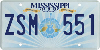 MS license plate ZSM551