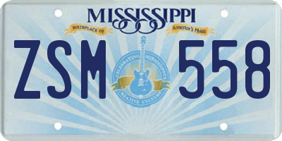 MS license plate ZSM558