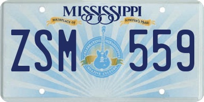 MS license plate ZSM559