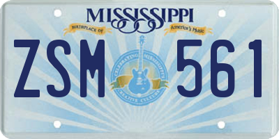 MS license plate ZSM561