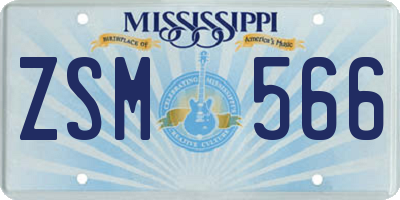 MS license plate ZSM566