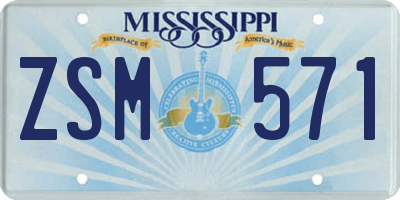 MS license plate ZSM571