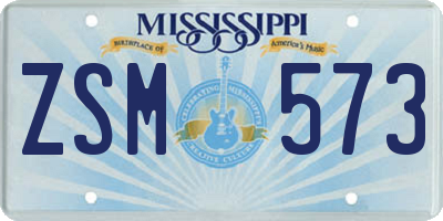 MS license plate ZSM573