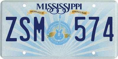 MS license plate ZSM574