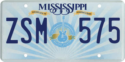MS license plate ZSM575