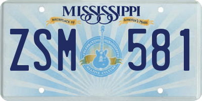 MS license plate ZSM581