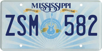 MS license plate ZSM582