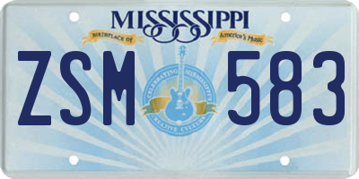 MS license plate ZSM583