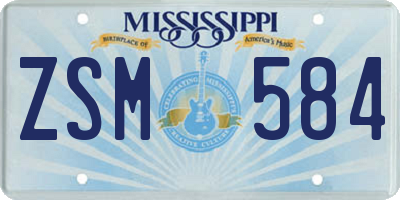 MS license plate ZSM584