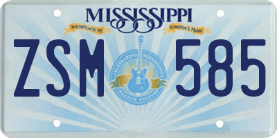 MS license plate ZSM585
