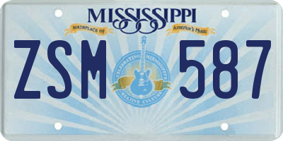 MS license plate ZSM587