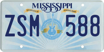 MS license plate ZSM588