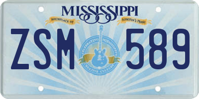 MS license plate ZSM589