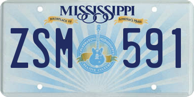 MS license plate ZSM591