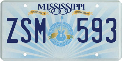 MS license plate ZSM593