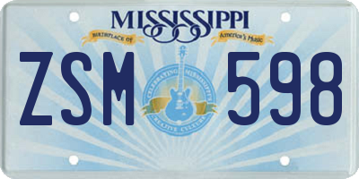 MS license plate ZSM598