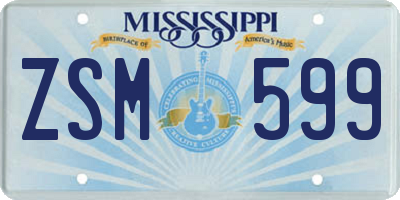 MS license plate ZSM599