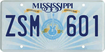MS license plate ZSM601