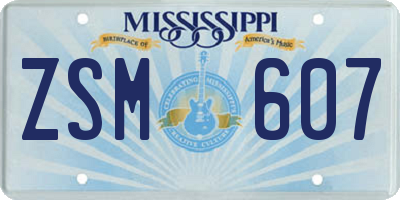 MS license plate ZSM607