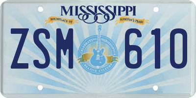 MS license plate ZSM610