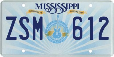 MS license plate ZSM612