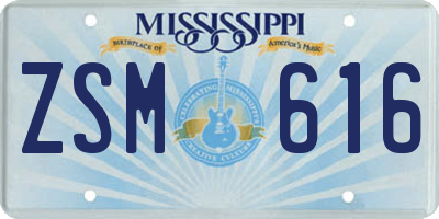 MS license plate ZSM616