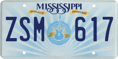 MS license plate ZSM617
