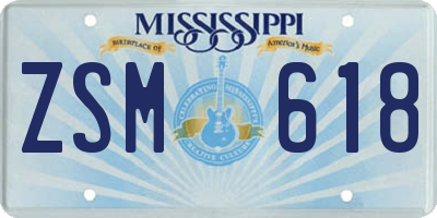 MS license plate ZSM618