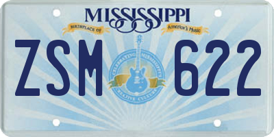 MS license plate ZSM622