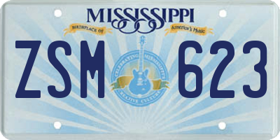 MS license plate ZSM623