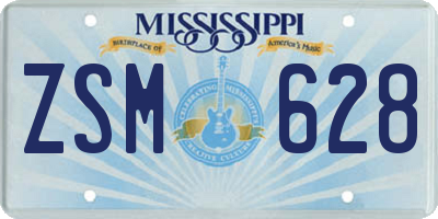 MS license plate ZSM628