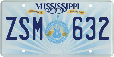 MS license plate ZSM632