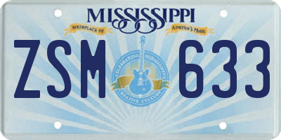 MS license plate ZSM633
